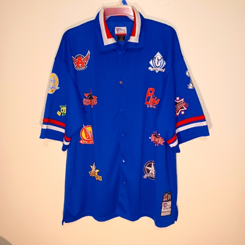 Vintage Raw Blue Warm Up Button Up Jersey